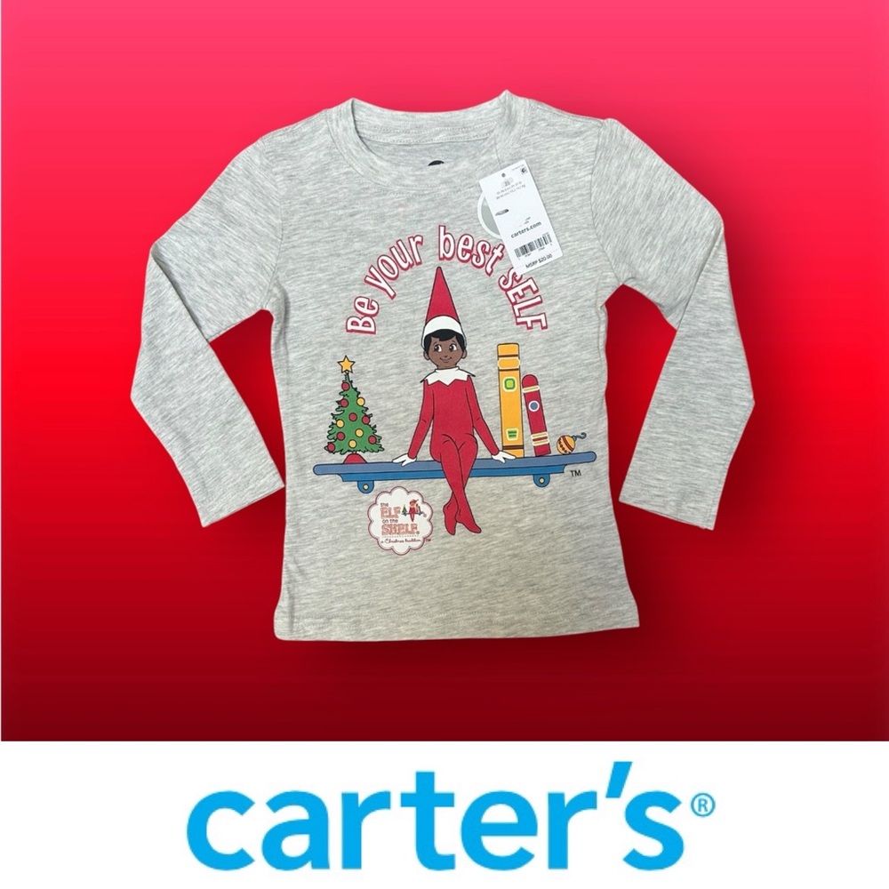 NWT Carter’s Elf on a Shelf Long Sleeve Tee, Size 2T, MSRP $20